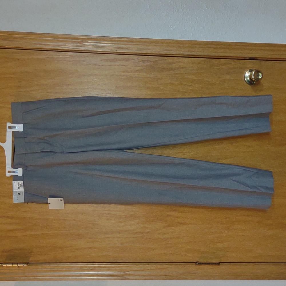 J. Ferrar slim fit flat front suit dress pants 29x30 gray pockets front zip New